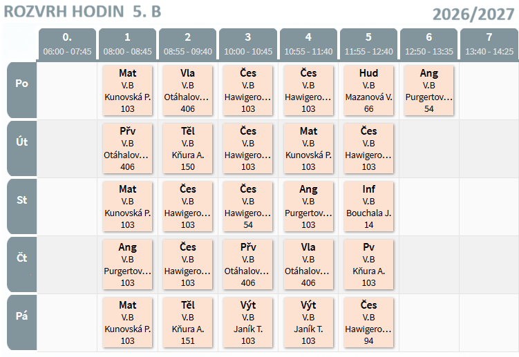 ROZVRH HODIN 2026/2027